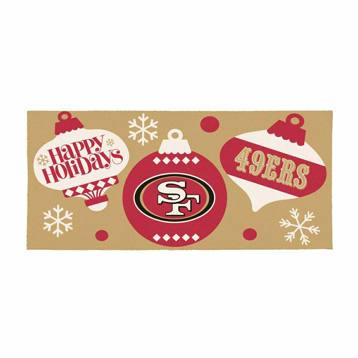 San Francisco 49ers Holiday Flocked Coir Sassafras Switch Mat, 22"x10", NFL