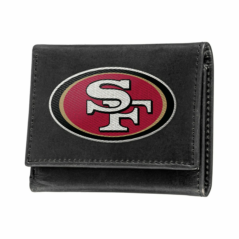 San Francisco 49ers Black Tri-Fold Embroidered Wallet w/ RFID Blocking, NFL, Home