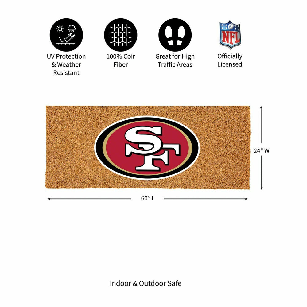 San Francisco 49ers Extra Large Full Color Coir Mat, 60"x24", NFL