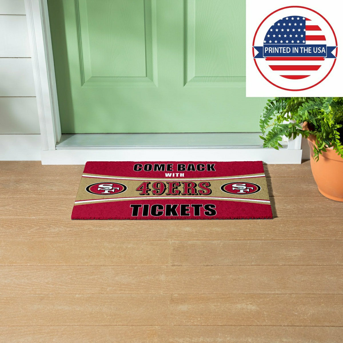 28" x 16" PVC Trapper Mat, Come Back with Tickets, San Francisco 49ers, NFL