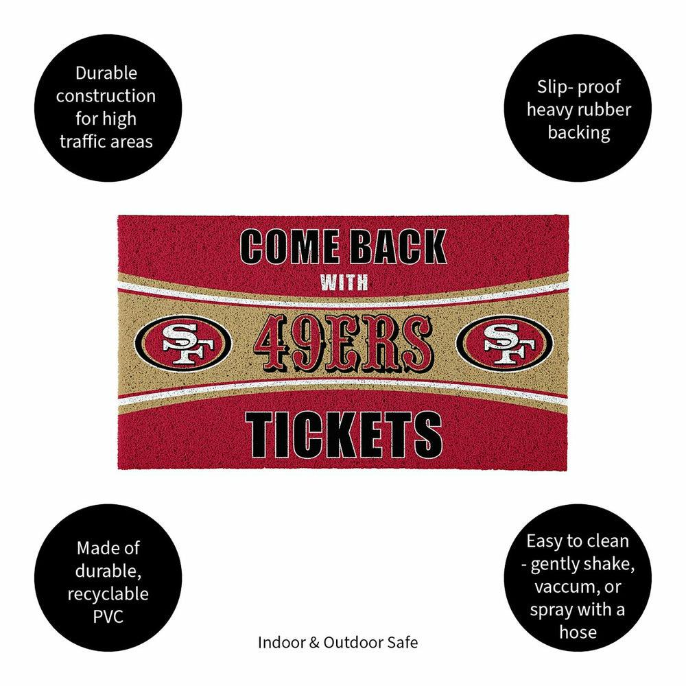 28" x 16" PVC Trapper Mat, Come Back with Tickets, San Francisco 49ers, NFL