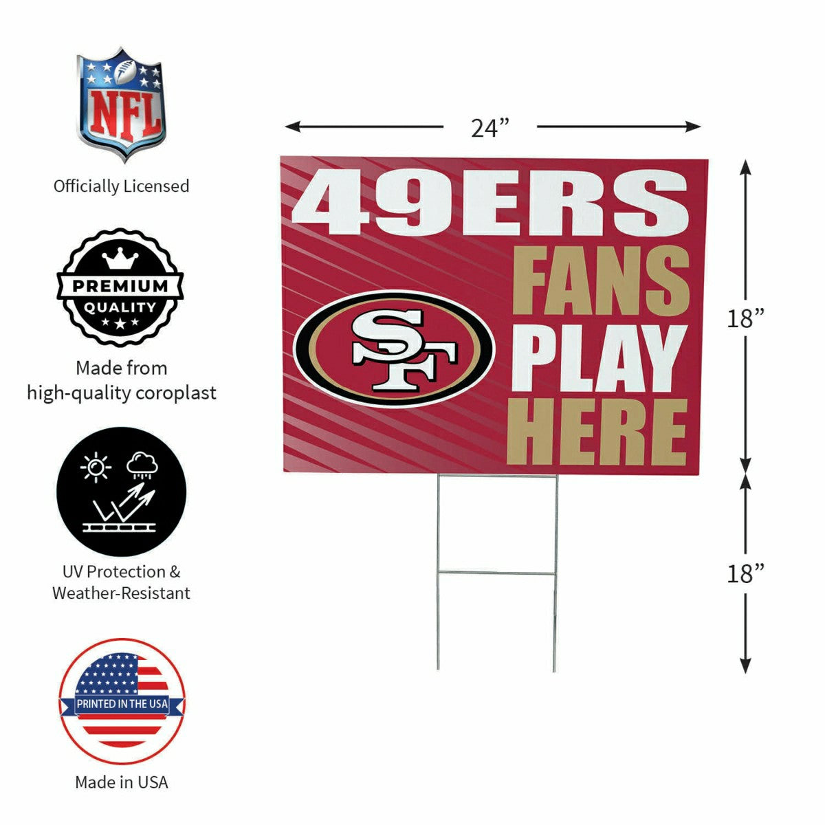 San Francisco 49ers Coroplast Yard Sign "Fans Play Here", NFL, Home