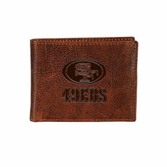 San Francisco 49ers, Embossed 100% Genuine Tumbled Leather Passcase Bi, NFL, Home