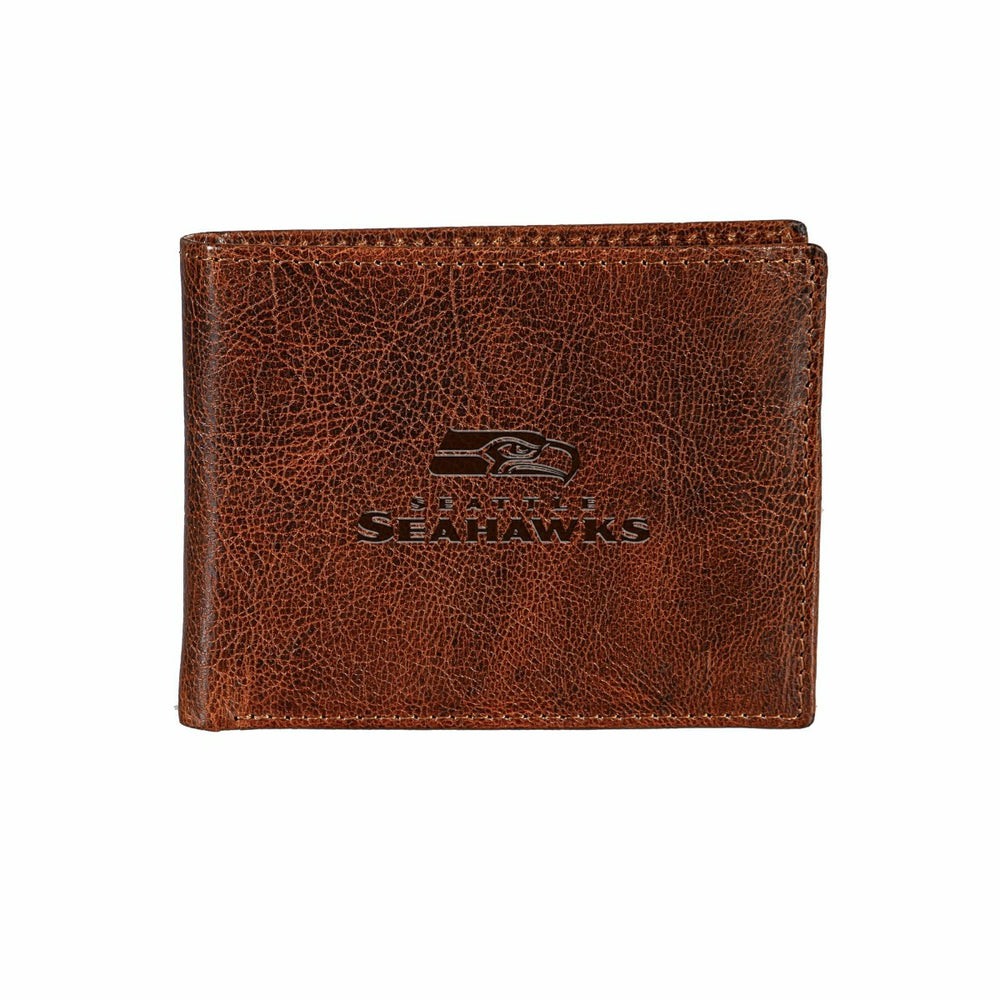 Seattle Seahawks, Embossed 100% Genuine Tumbled Leather Passcase Bi-Fo, NFL, Home