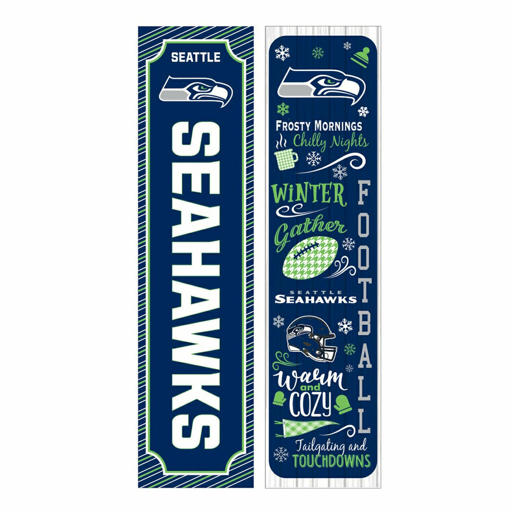 46" Double Sided Leaner, Seattle Seahawks, Winter Seasonal, NFL, Home