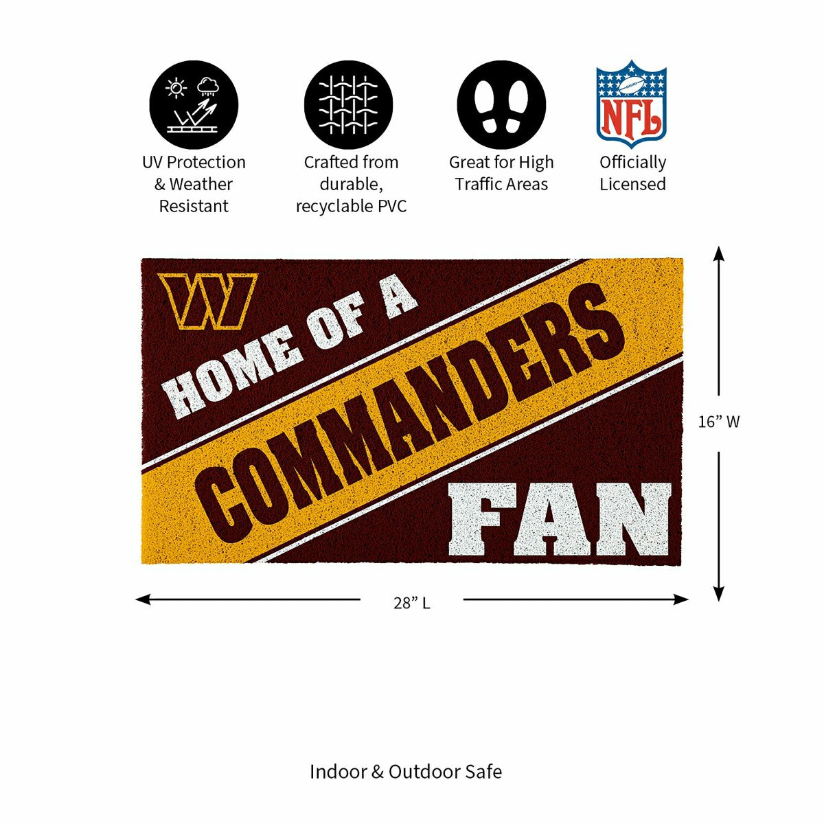 Washington Commanders, PVC Mat COLOR, Home of a Fan, NFL