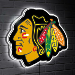 Chicago Blackhawks LED Wall Decor, Glazelite, Logo, NHL, Home