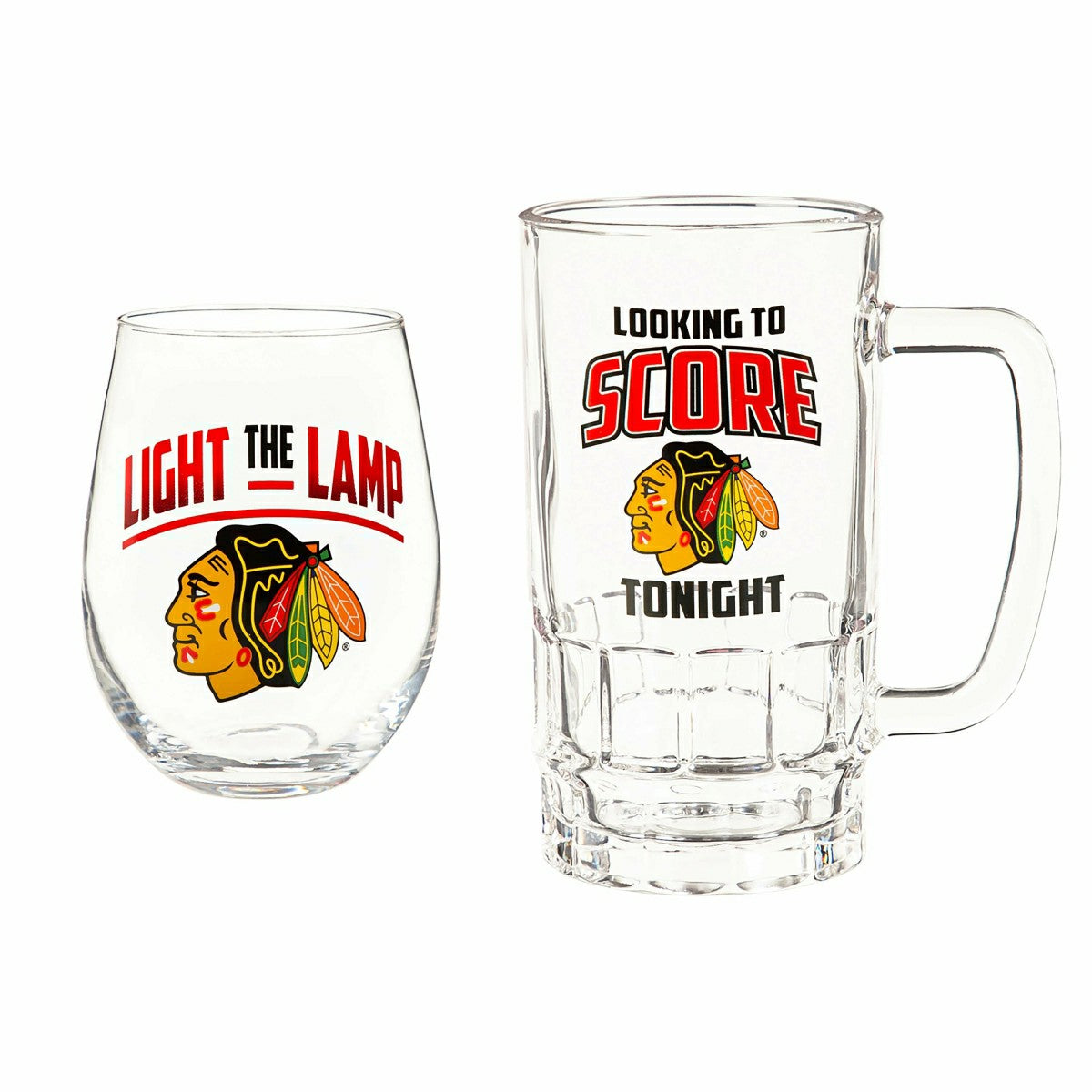 Stemless 17OZ Glass & Tankard 16OZ Gift Set, Chicago Blackhawks, NHL, Home