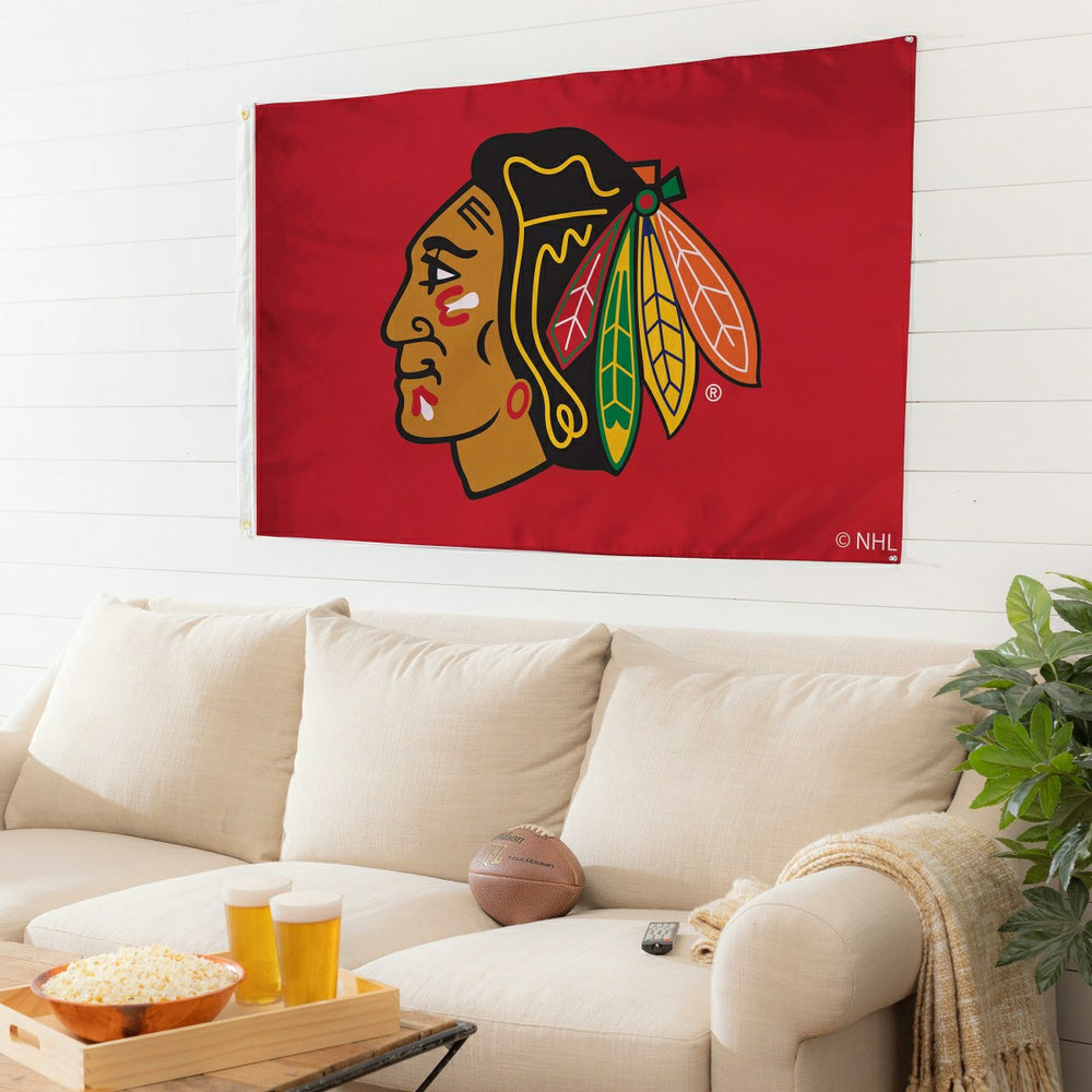 Chicago Blackhawks Single Sided Estate Flag with 2 Grommets, 3'x5', NHL, Home