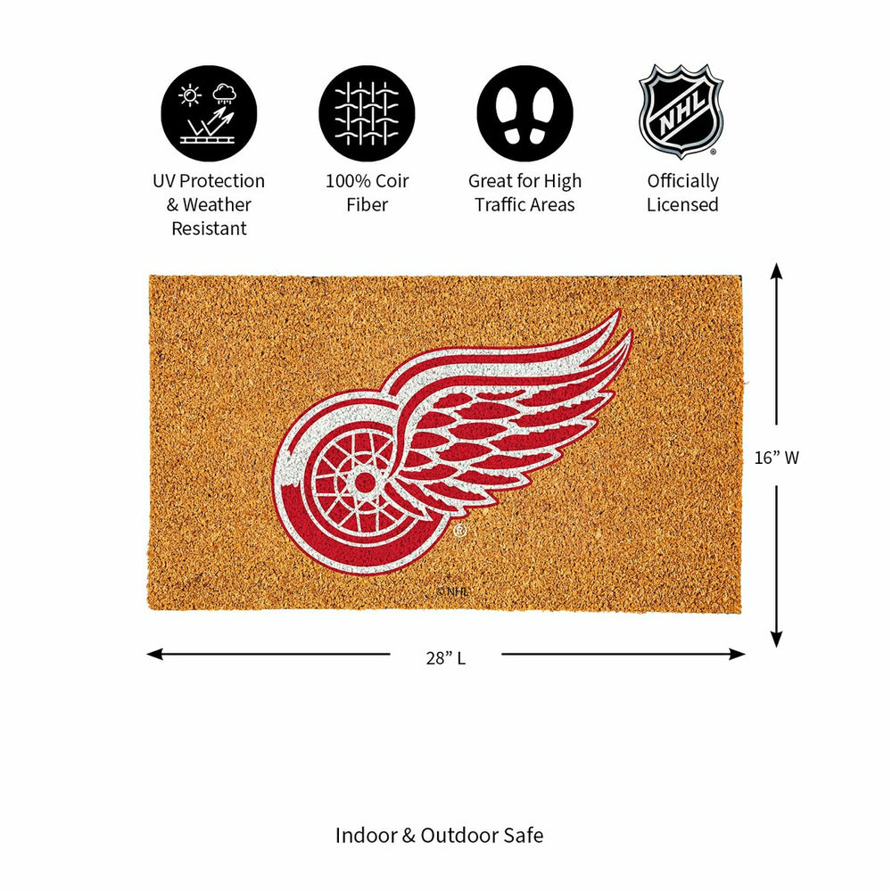 Coir Mat, 16"x28", Detroit Red Wings, NHL
