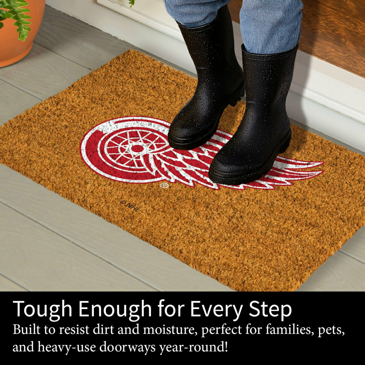 Coir Mat, 16"x28", Detroit Red Wings, NHL
