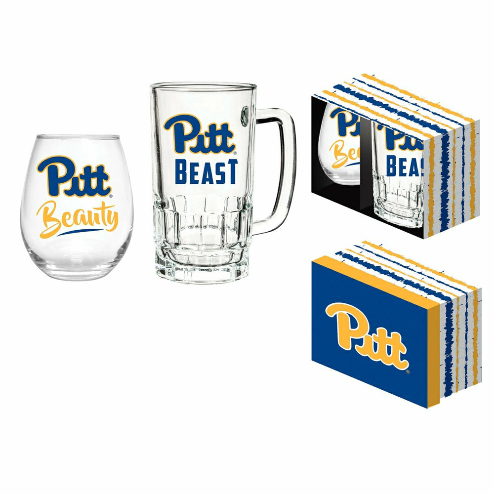 University of Pittsburgh, Stemless 17OZ Glass & Tankard 16OZ Gift Set, Home, Collegiate