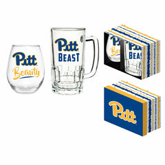 University of Pittsburgh, Stemless 17OZ Glass & Tankard 16OZ Gift Set, Home, Collegiate