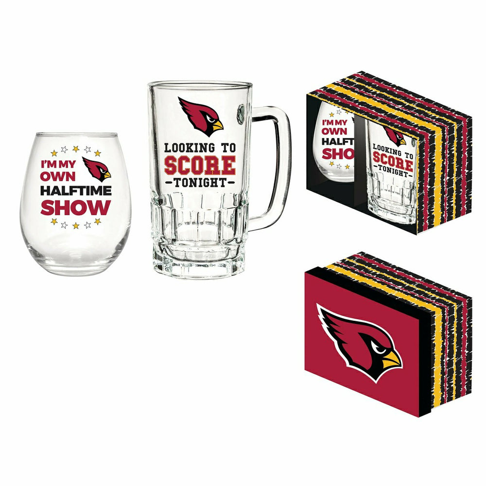 Arizona Cardinals, Stemless 17OZ Wine & Beer 16 OZ Gift Set, Home