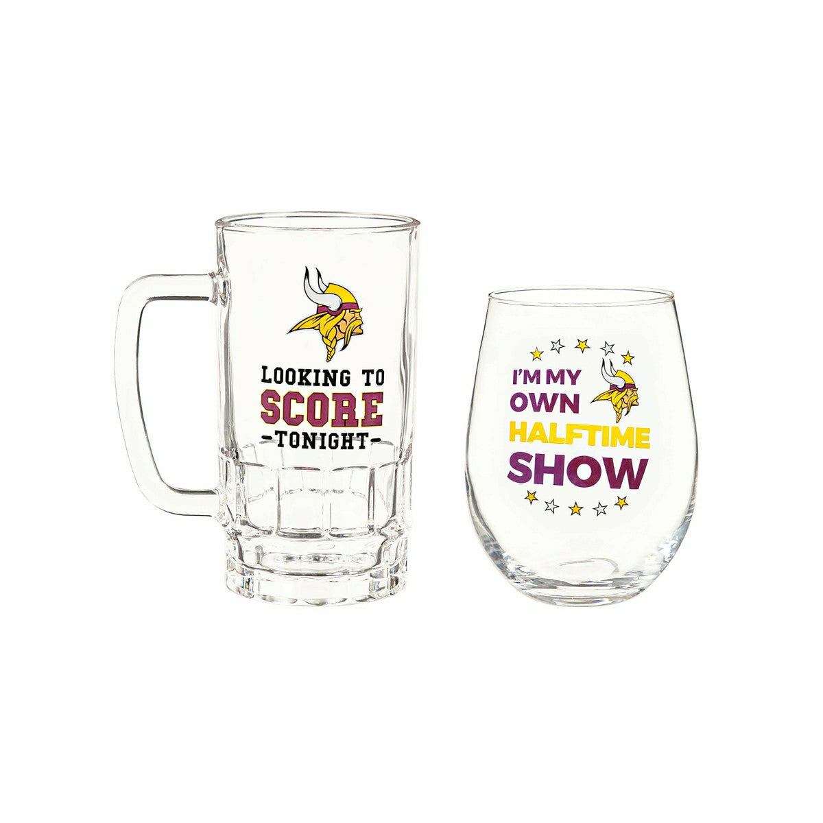 Minnesota Vikings, Stemless 17OZ Wine & Beer 16 OZ Gift Set, Home, NFL