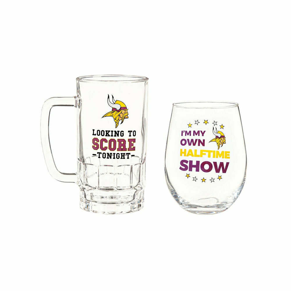 Minnesota Vikings, Stemless 17OZ Wine & Beer 16 OZ Gift Set, Home, NFL