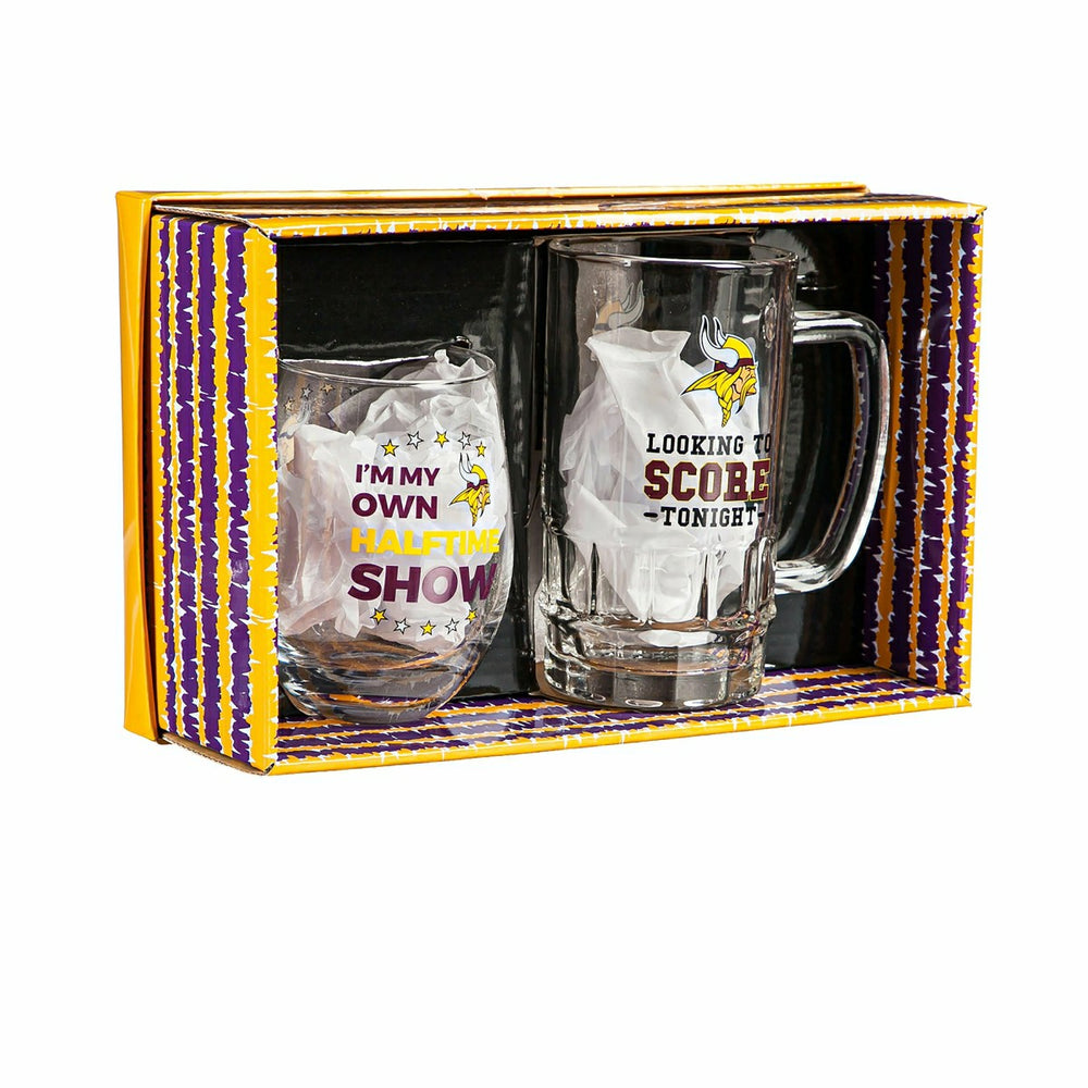 Minnesota Vikings, Stemless 17OZ Wine & Beer 16 OZ Gift Set, Home, NFL