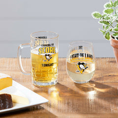 Stemless 17OZ Glass & Tankard 16OZ Gift Set, Pittsburgh Penguins, Home, NHL