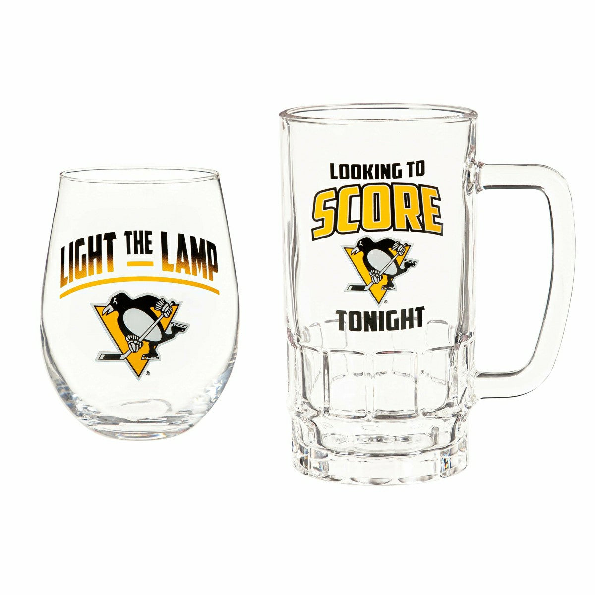 Stemless 17OZ Glass & Tankard 16OZ Gift Set, Pittsburgh Penguins, Home, NHL