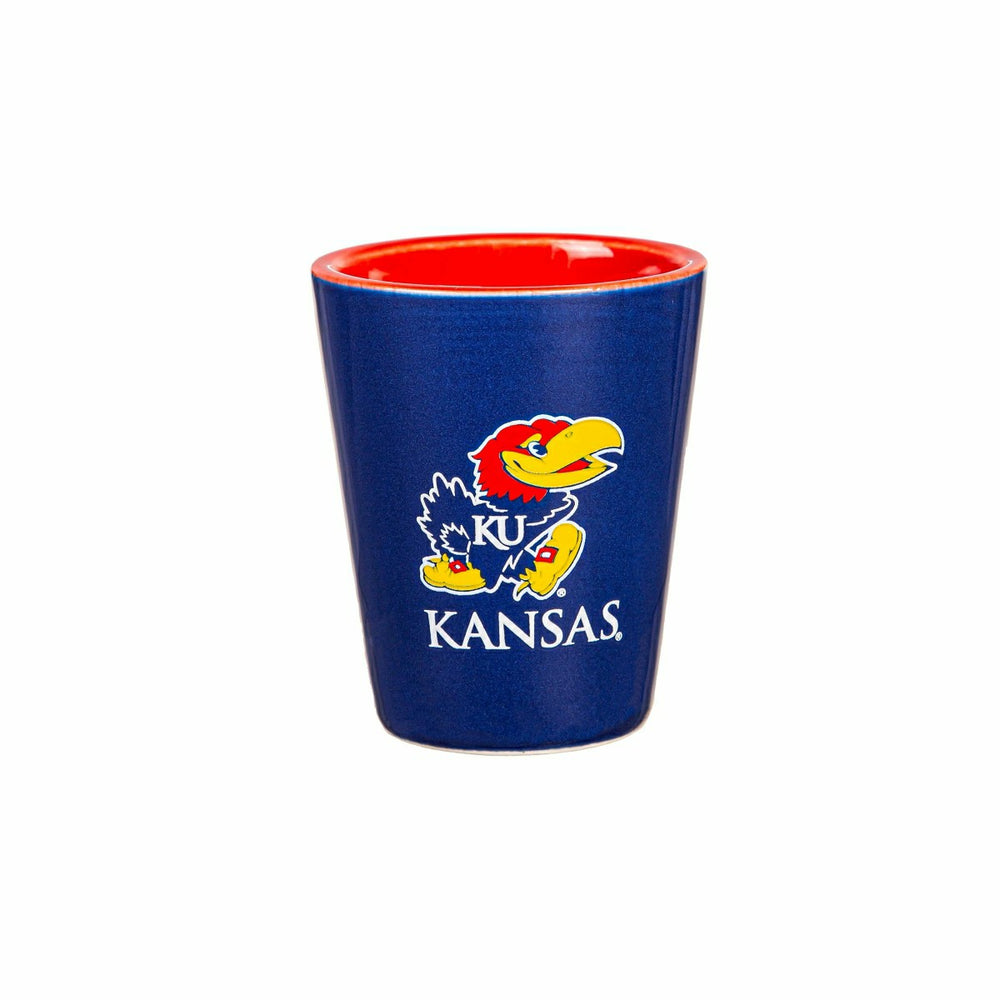 University of Kansas 4-Piece Ceramic and Glass 2oz. Shot Glass Set, Home, Collegiate