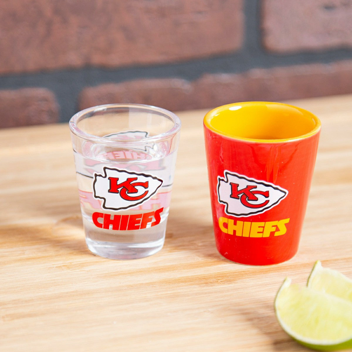 Kansas City Chiefs 4-Piece Ceramic and Glass 2oz. Shot Glass Set, Home, NFL