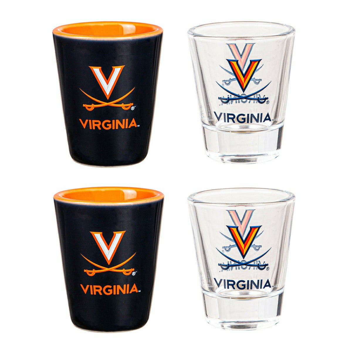 University of Virginia 4-Piece Ceramic and Glass 2oz. Shot Glass Set, Home, Collegiate