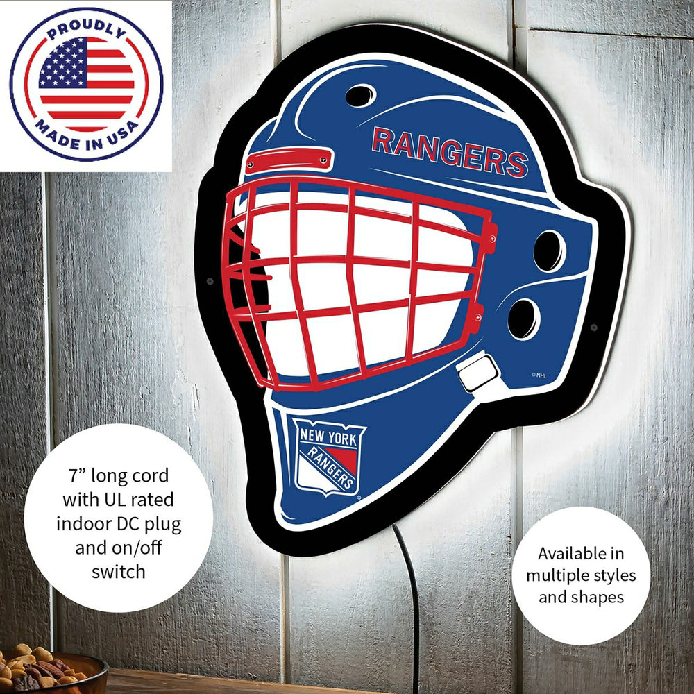 LED Wall Decor, Helmet, New York Rangers, NHL, Home