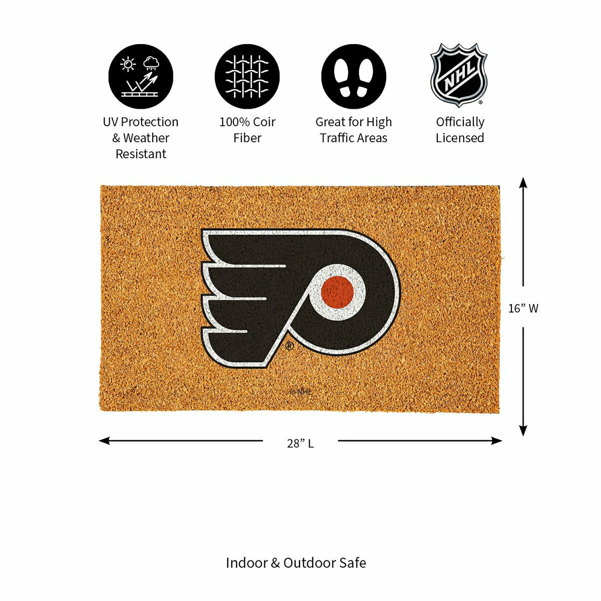 Coir Mat, 16"x28", Philadelphia Flyers, NHL
