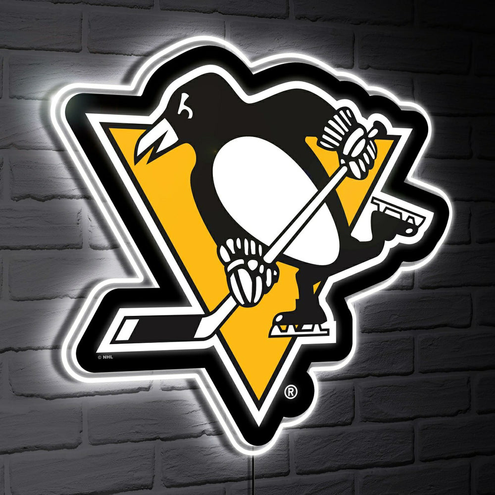 Pittsburgh Penguins LED Wall Decor, Glazelite, Logo, NHL, Home