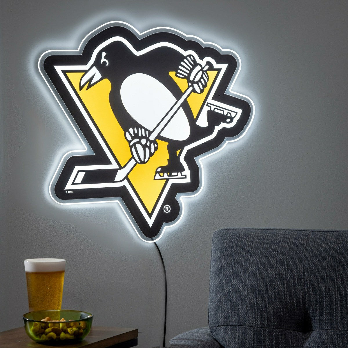 Pittsburgh Penguins LED Wall Decor, Glazelite, Logo, NHL, Home