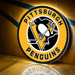 LED Wall Decor, Round, Pittsburgh Penguins, NHL, Home