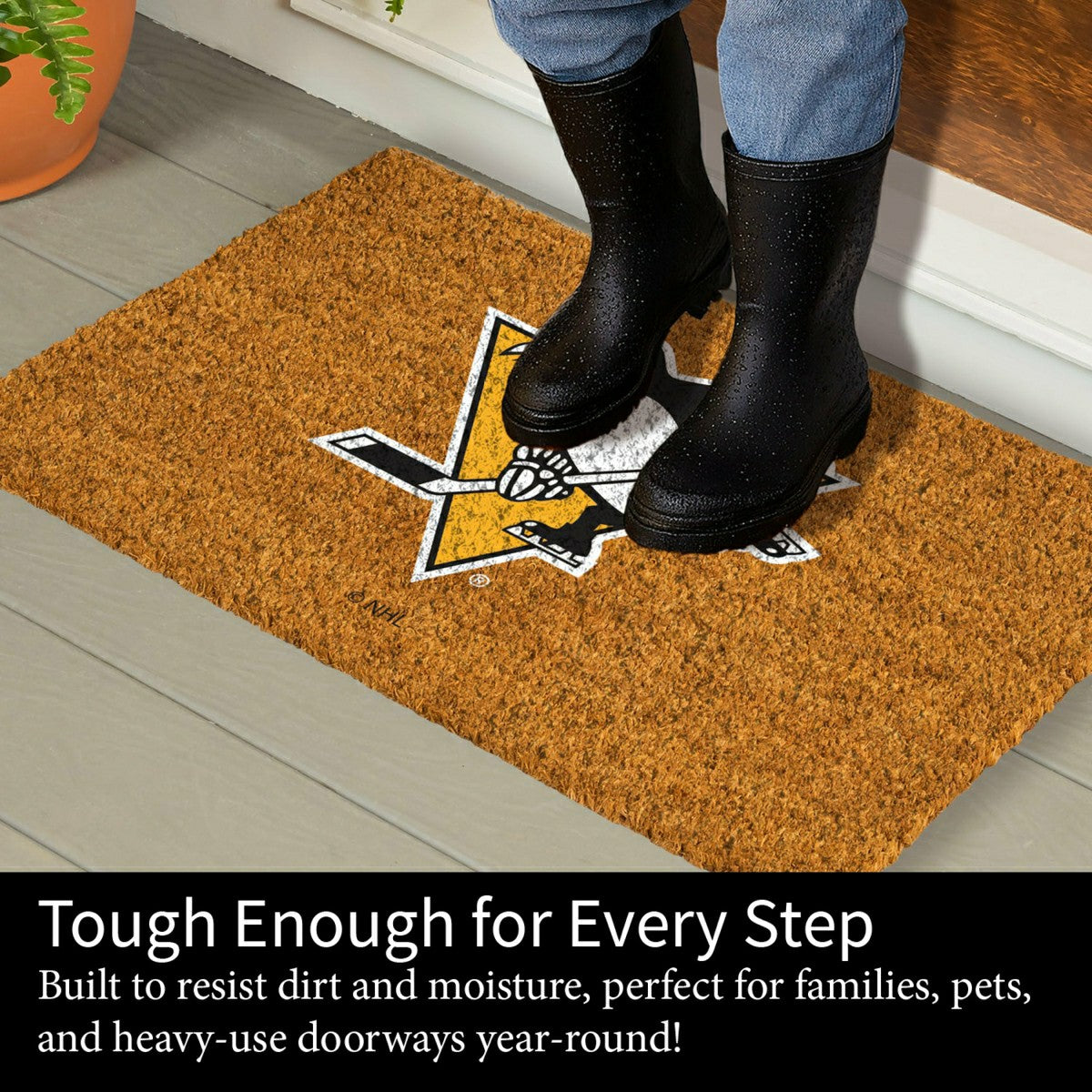 Coir Mat, 16"x28", Pittsburgh Penguins, NHL
