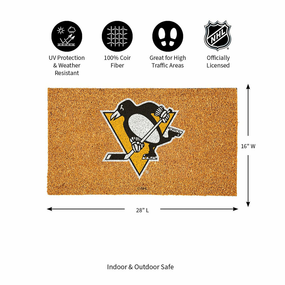 Coir Mat, 16"x28", Pittsburgh Penguins, NHL