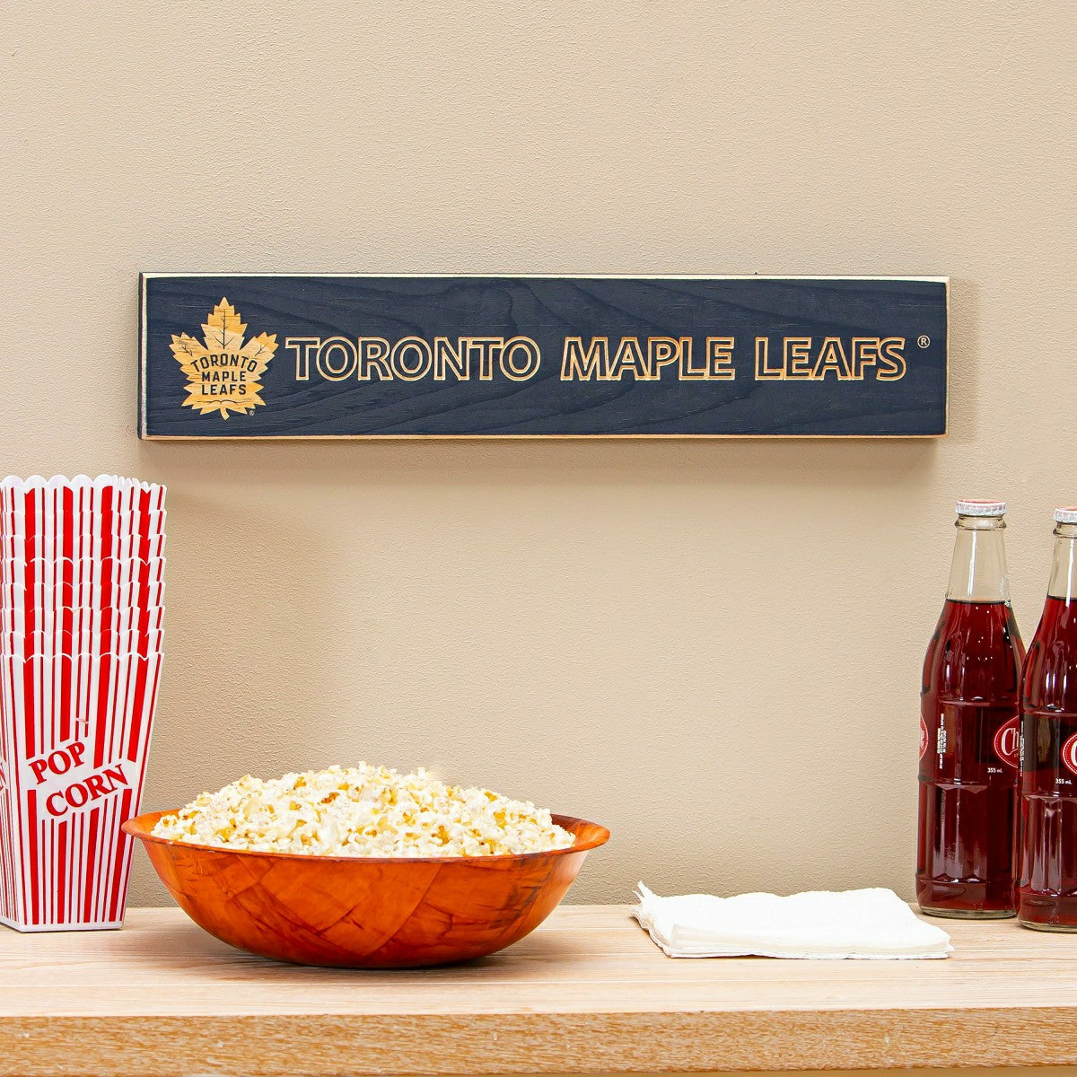 Toronto Maple Leafs Engraved Wood Sign, 3.5" x 18", NHL, Home