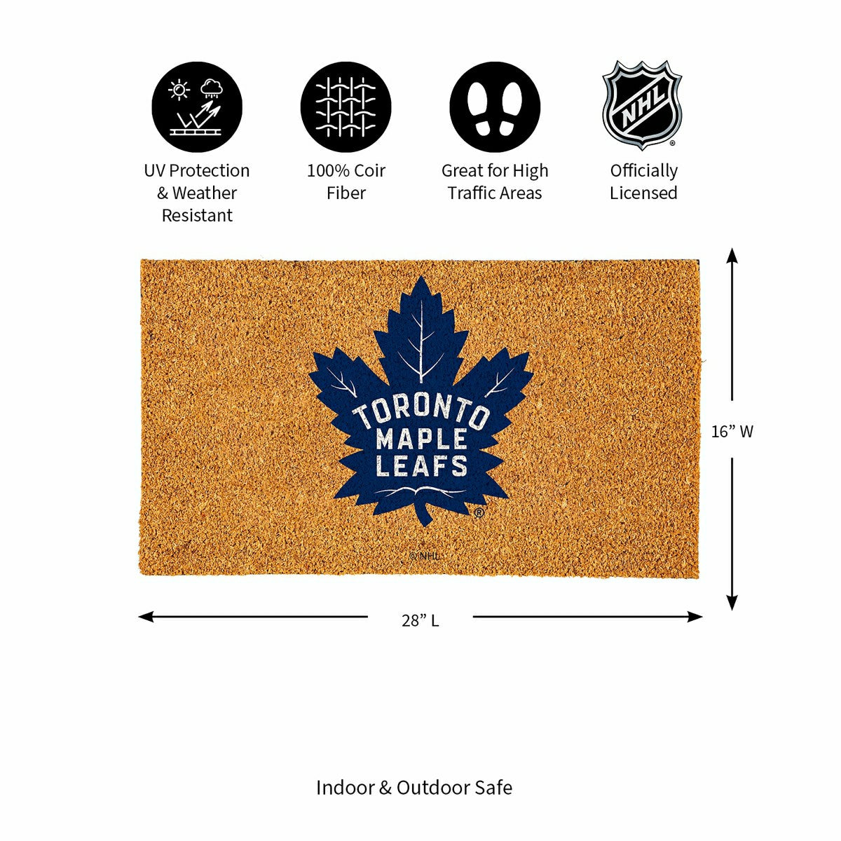 Coir Mat, 16"x28", Toronto Maple Leafs, NHL