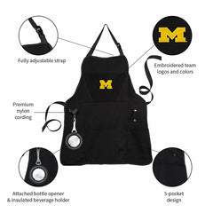 Grill Apron, Black, University Of Michigan, Home, Collegiate