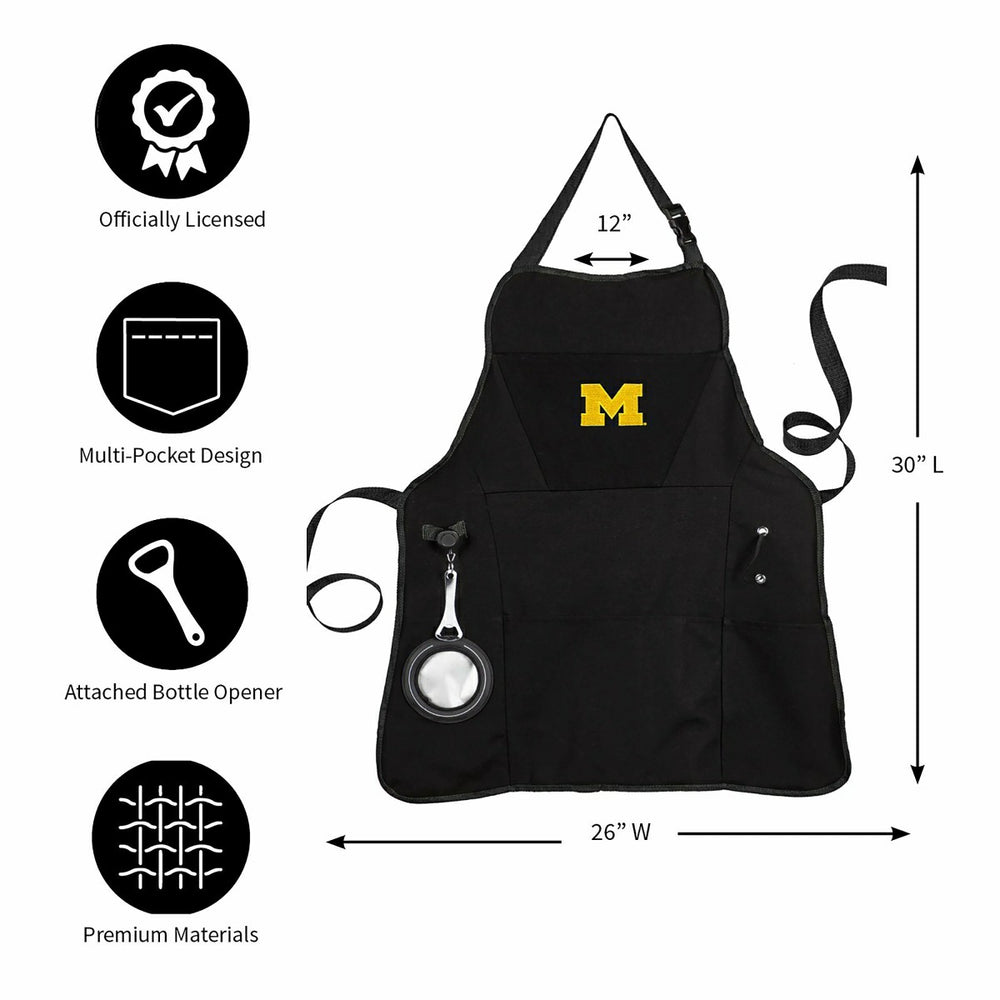 Grill Apron, Black, University Of Michigan, Home, Collegiate
