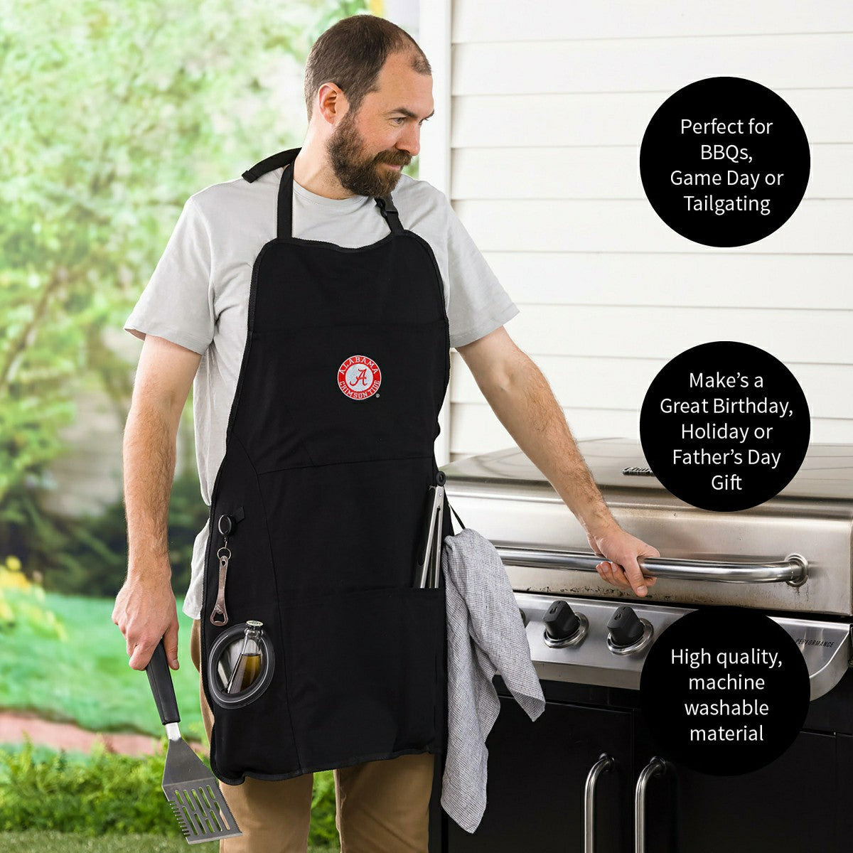 Grill Apron, Black, University of Alabama, Home, Collegiate