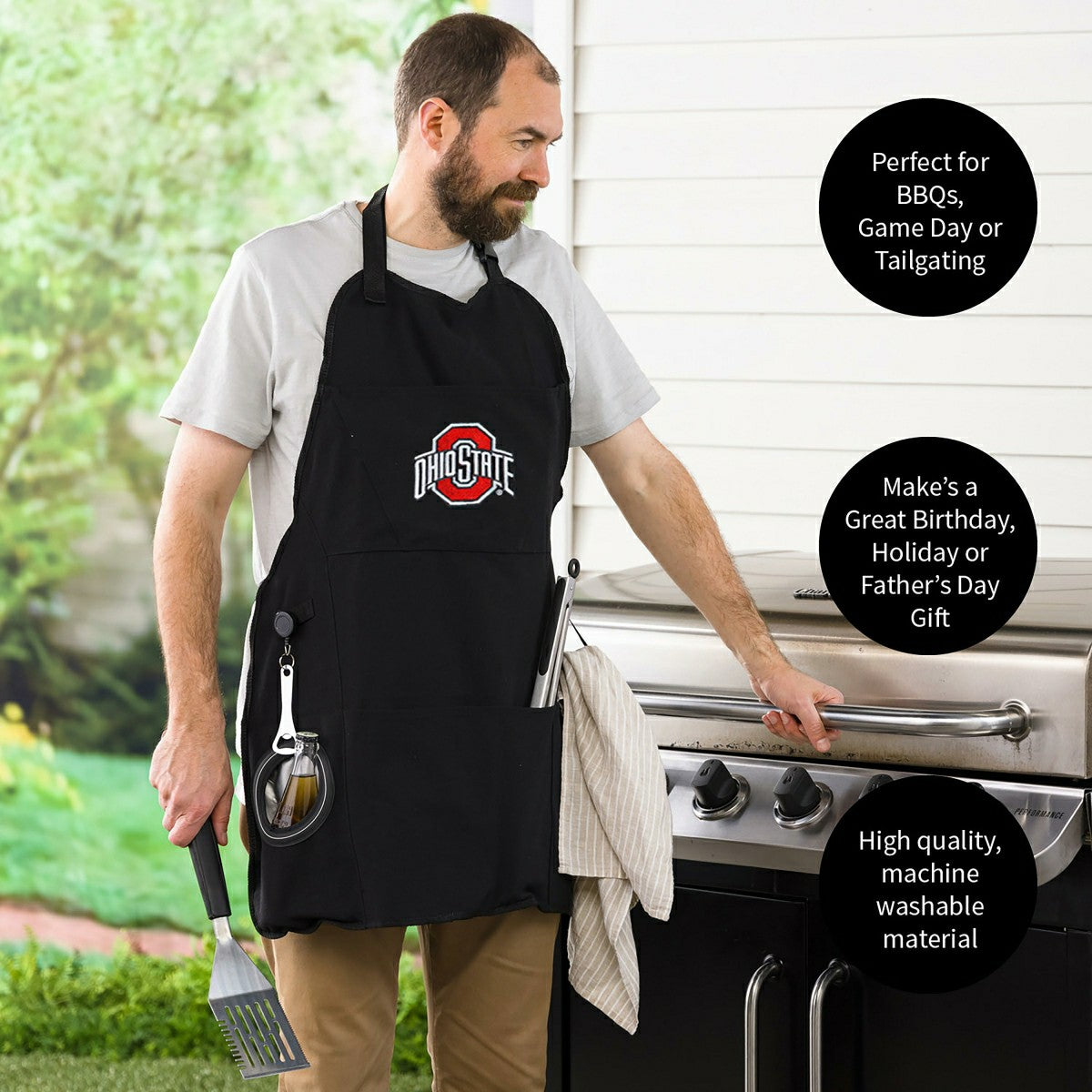 Grill Apron, Black, Ohio State University, Home, Collegiate