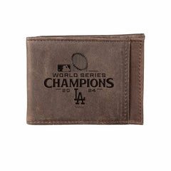 Los Angeles Dodgers Front Pocket Wallet with RFID Blocking, Brown, SC2, MLB, Home