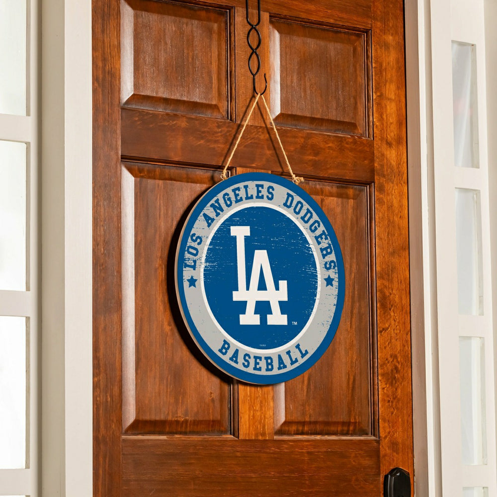 Los Angeles Dodgers Round Door Décor with Hanging Rope, 18x18, MLB, Home