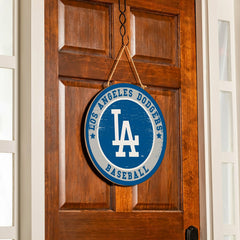 Los Angeles Dodgers Round Door Décor with Hanging Rope, 18x18, MLB, Home