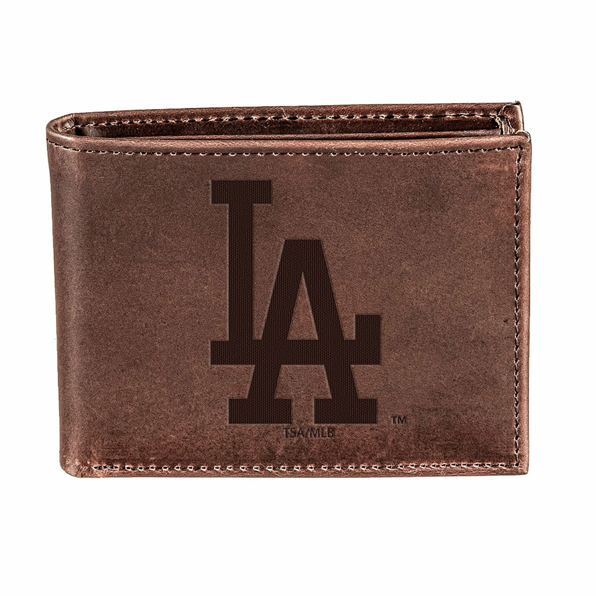 Los Angeles Dodgers Bi-Fold Wallet Brown 100% Genuine Leather, MLB, Home