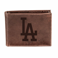 Los Angeles Dodgers Bi-Fold Wallet Brown 100% Genuine Leather, MLB, Home