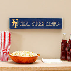 New York Mets Engraved Wood Sign, 3.5" x 18", MLB, Home