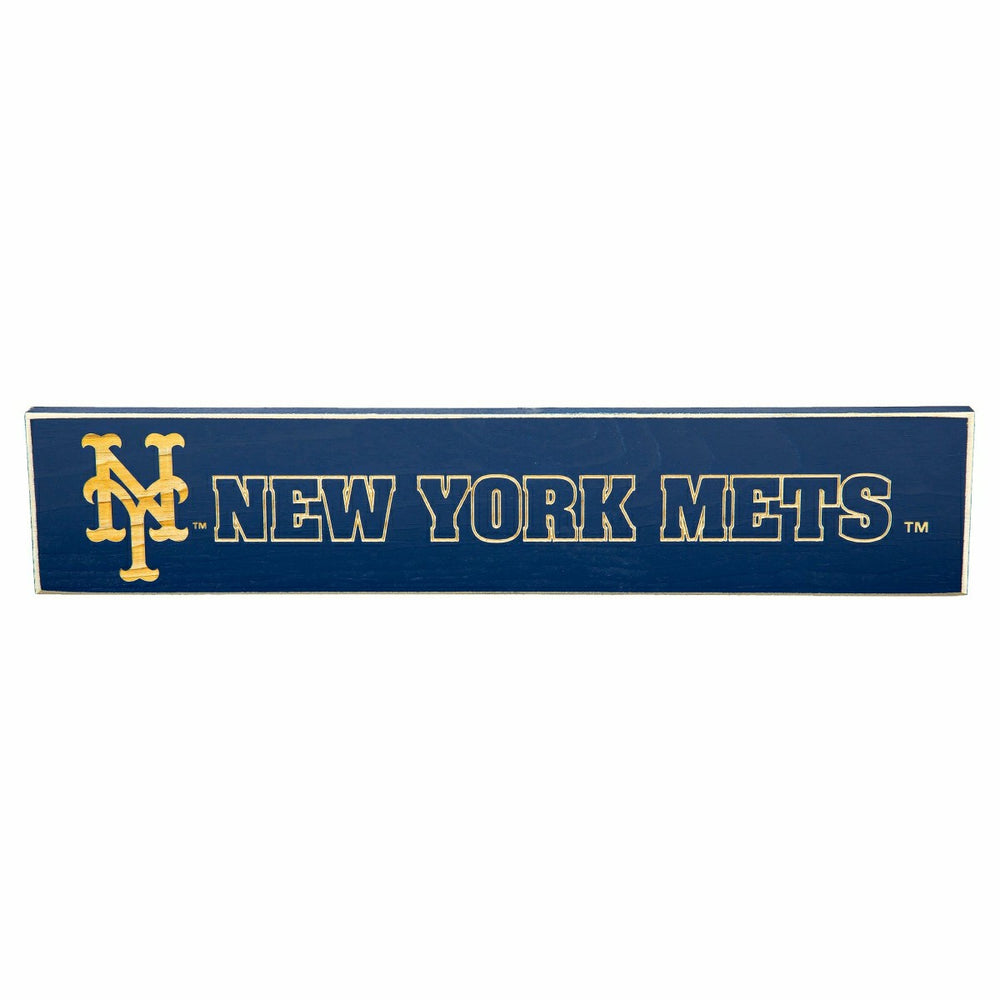 New York Mets Engraved Wood Sign, 3.5" x 18", MLB, Home