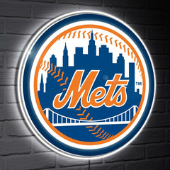 New York Mets LED Wall Decor, Glazelite, Logo, MLB, Home