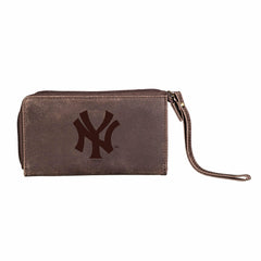New York Yankees Wristlet Wallet Brown, MLB, Home