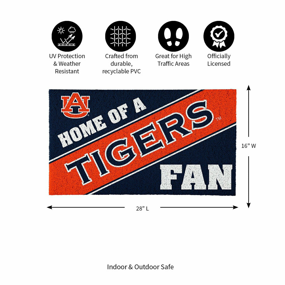 Auburn University, PVC Mat COLOR, Home of a Fan, Collegiate