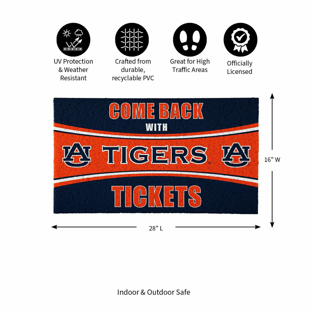 28" x 16" PVC Trapper Mat, Come Back with Tickets, Auburn University, Collegiate